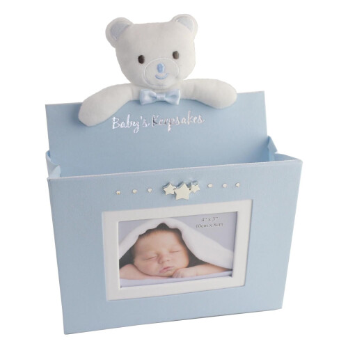 WIDDOP and Co. Wall Photo Frame with Pouch by Juliana "Baby's Keepsakes" - Blue