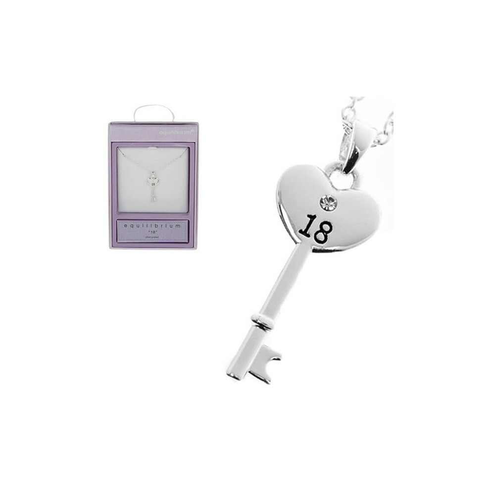 Equilibrium Silver Plated Special Birthday Key Necklace - 18th