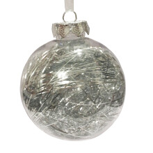 Christmas Decoration Luxury 80mm Silver Lametta Filled Bauble