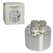 Leonardo Collection Silver Plated Trinket Box with Ivory Booties - New Baby Gift