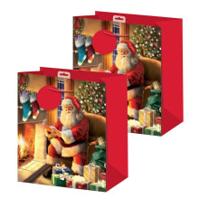 2 Pack Christmas Small Gift Bag 26.5cm x 21.5cm x 10cm - Santa