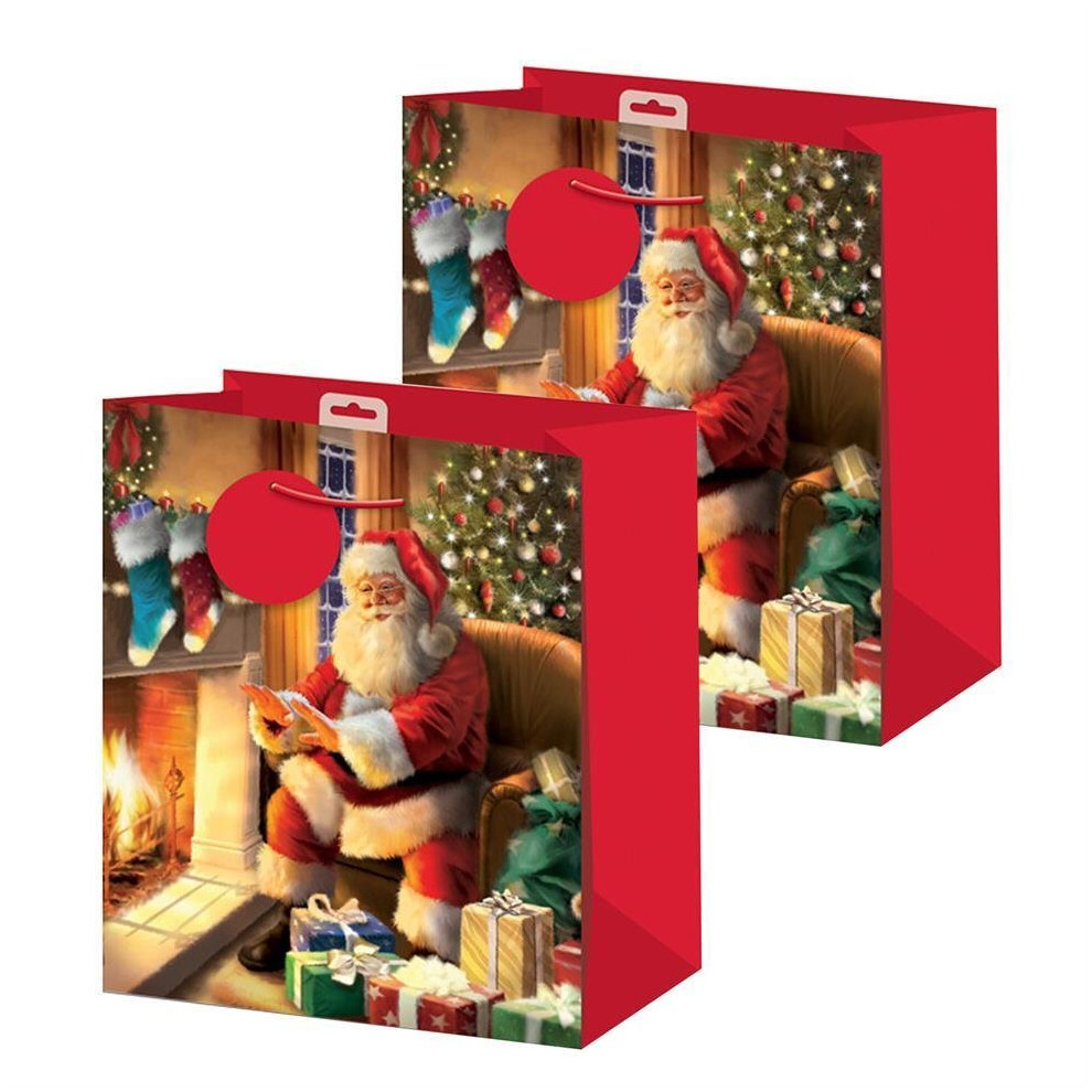 2 Pack Christmas Small Gift Bag 26.5cm x 21.5cm x 10cm - Santa