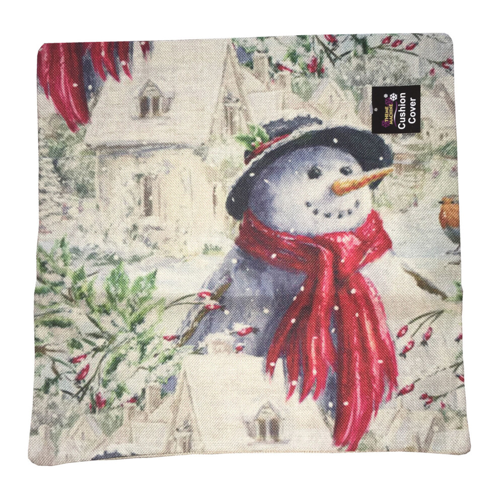 Christmas 44cm Woven Cushion Cover - Snowman