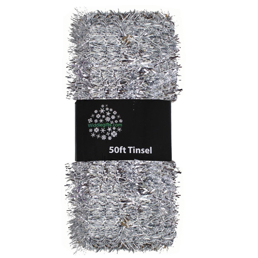 Silver Christmas Tree Tinsel - 15 metres