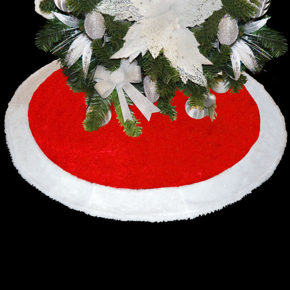 Deluxe Red Velour 100cm Tree Skirt with White Trim