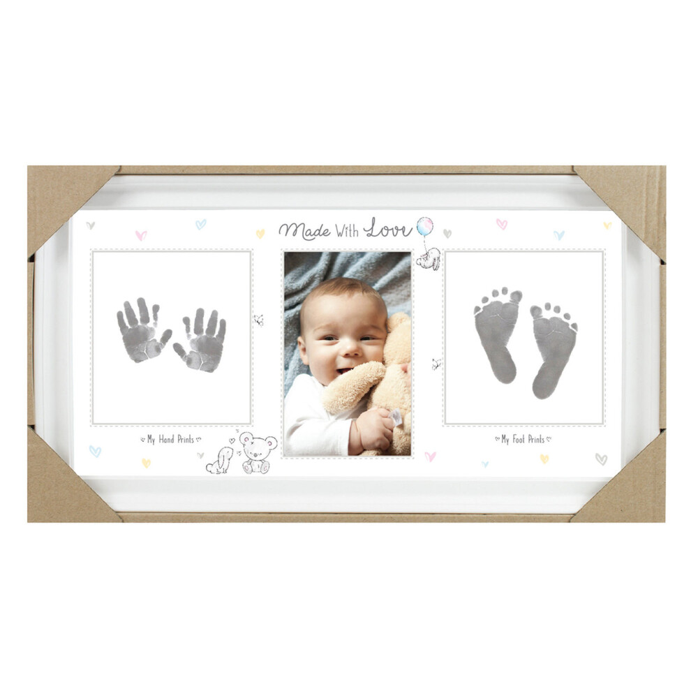 Baby Keepsake Hand Print & Foot Print White Photo Fame with Ink Pad FS612