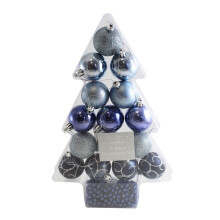 16 Piece Christmas Decoration Collection - 50mm Baubles and Beads - Blue
