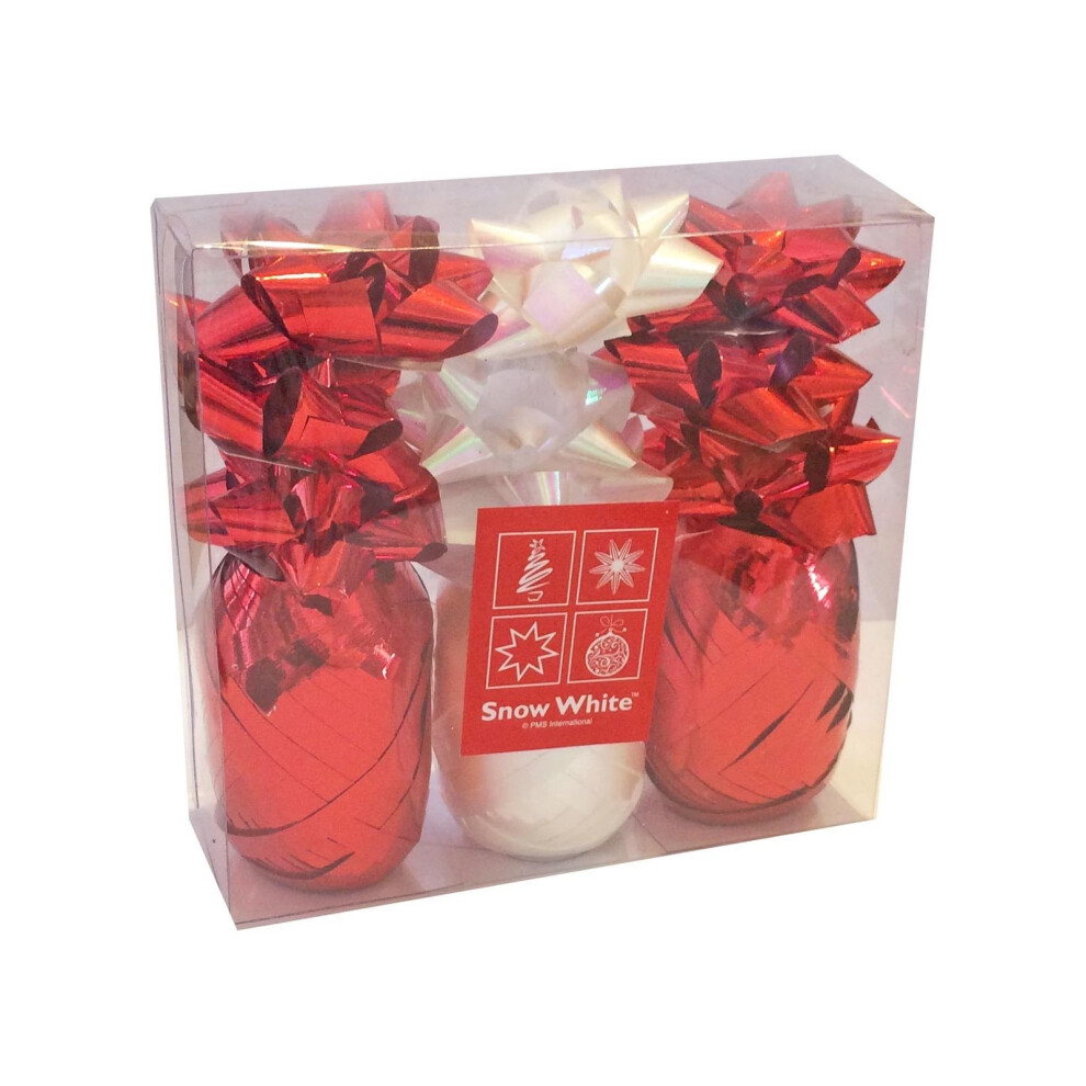 Christmas 12 Piece Gift Pack of Bows & Ribbons - Red & White