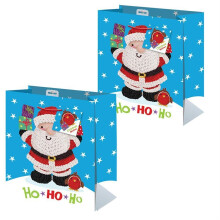 2 Pack Christmas Small Gift Bag 26.5cm x 21.5cm x 10cm - Knitted Character