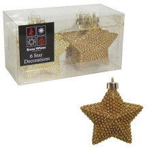 Christmas Tree Decoration 6 Pack 80mm Bobble Stars GOLD