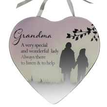 Reflections Mirror Glass Hanging Heart Plaque Gift Grandma
