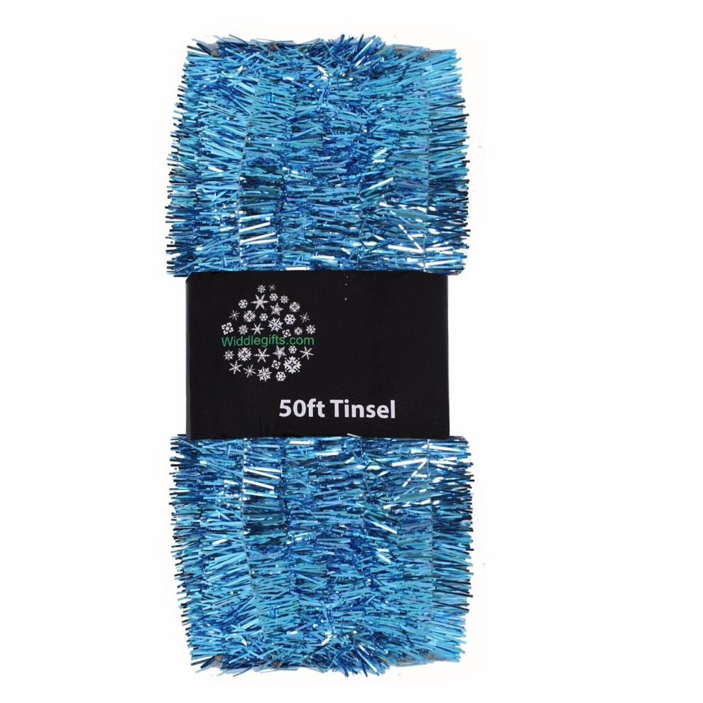 Christmas Tree 50ft x 3cm Tinsel GREAT VALUE - Blue