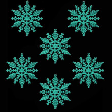 Blue Glitter Snowflakes - 6 Pack Ornaments for Christmas Tree - 10cm Each - 53603 BLUE