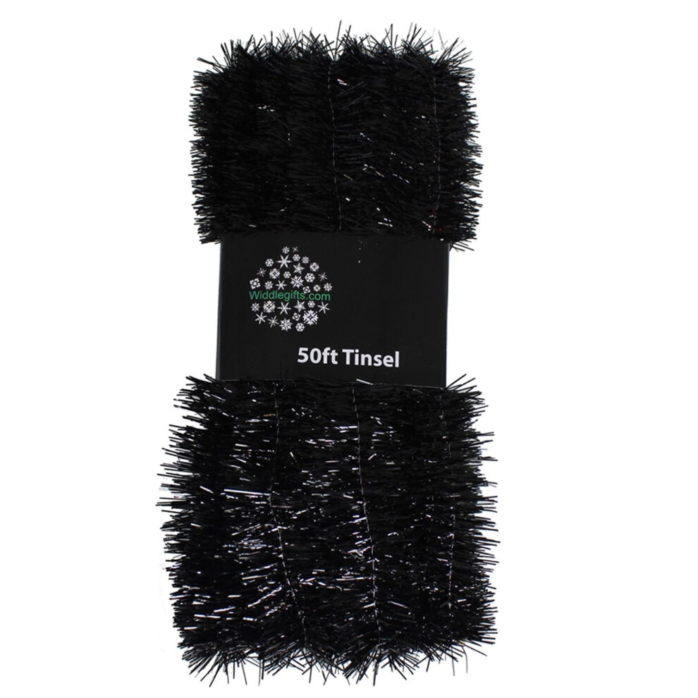Christmas Tree 50ft x 3cm Tinsel GREAT VALUE - Black