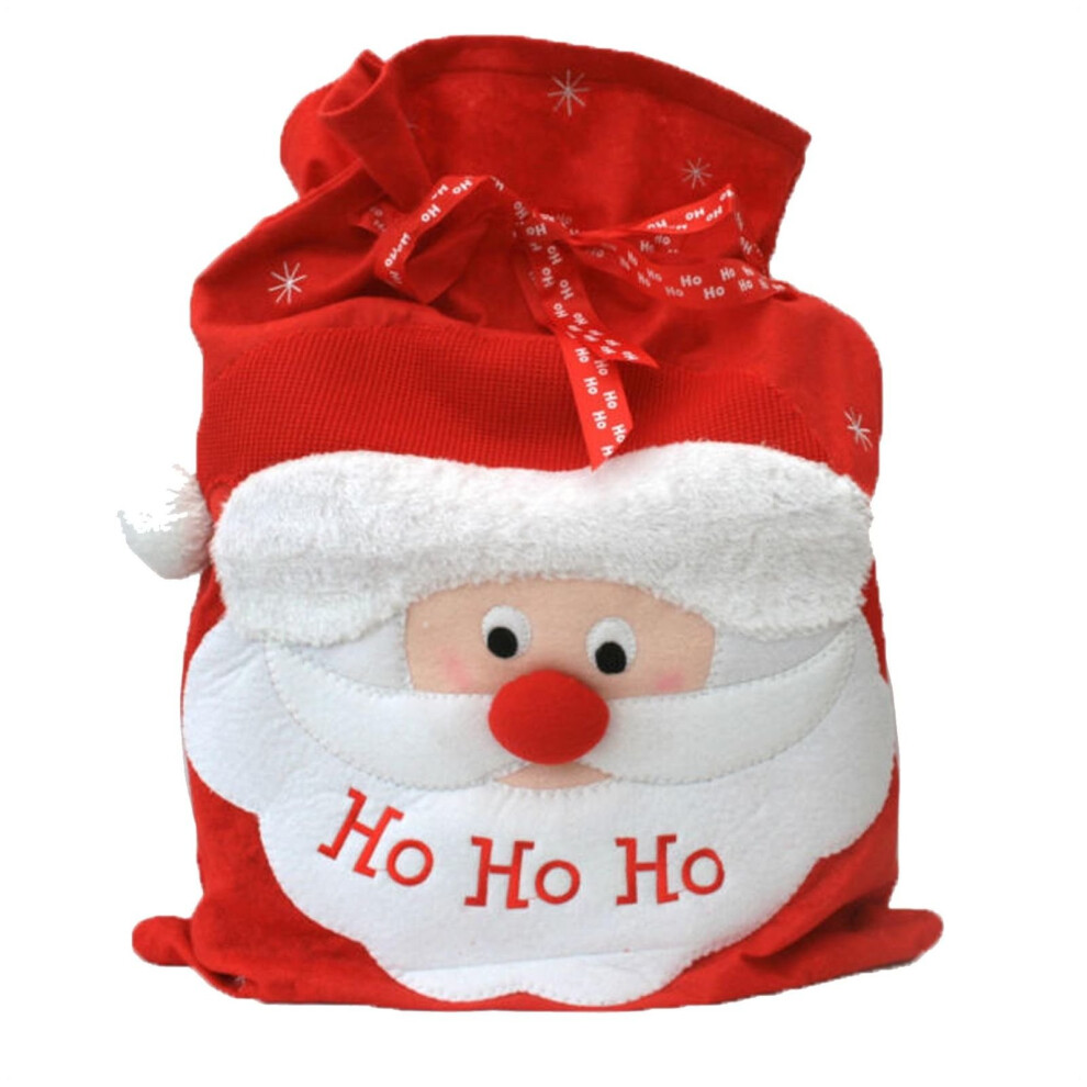 Large Santa Face HO HO HO Red White Christmas Sack