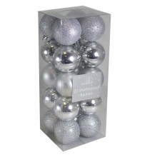Shatterproof Christmas Tree Decoration - 20 Pack 60mm Baubles - Silver