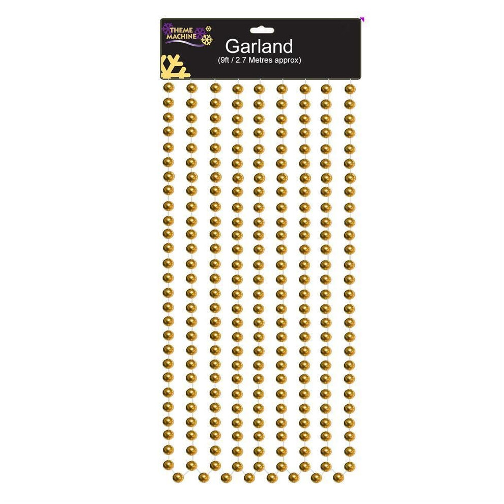 Christmas Tree Decoration 2.7 Metre Bead Garland (DP) - Gold-image-OPC-PTBWRP-NEW