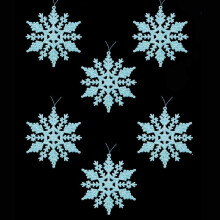 53968 ICE BLUE - 6-Pack Glitter Snowflakes for Christmas Tree, 10cm Hanging Ornaments