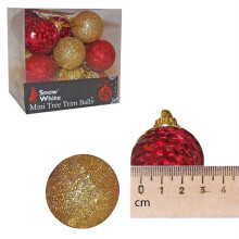 20 Pack 30mm Sequin & Glitter Christmas Tree Baubles - Red & Gold