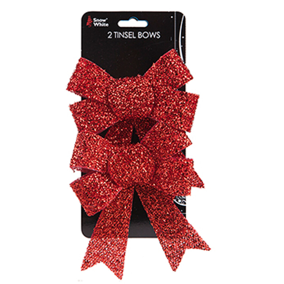 2pk Red Bow Christmas Tree Decorations