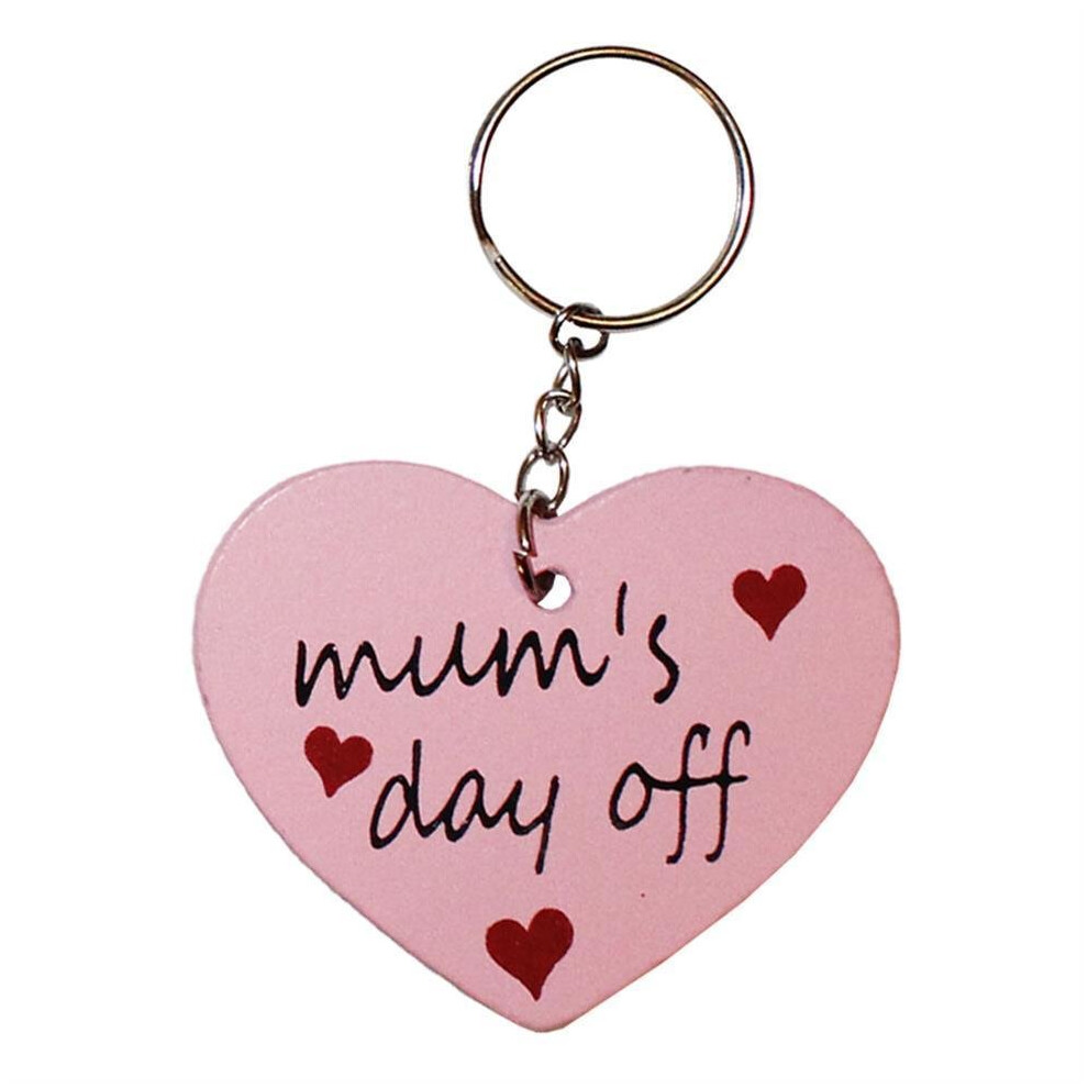 Wooden Heart 6cm Key Ring - Mum's Day Off