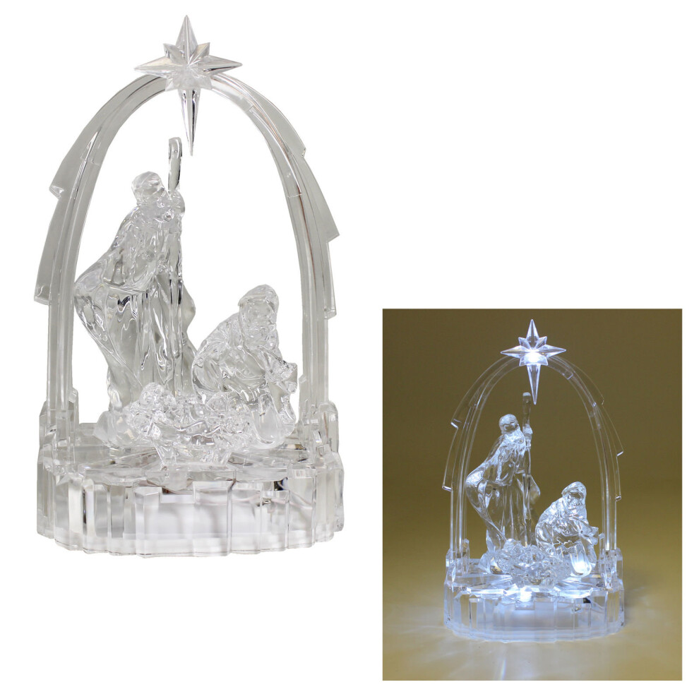 Christmas Light up Nativity Scene - Acrylic Decoration 19cm
