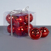 Christmas Decoration 8 Pack Snowflake 40mm Jingle Bell Baubles - RED