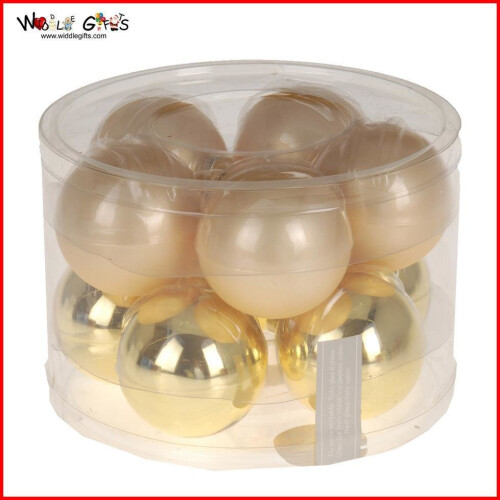10 Pack Tub Glass Christmas Tree Decorations Baubles Gold