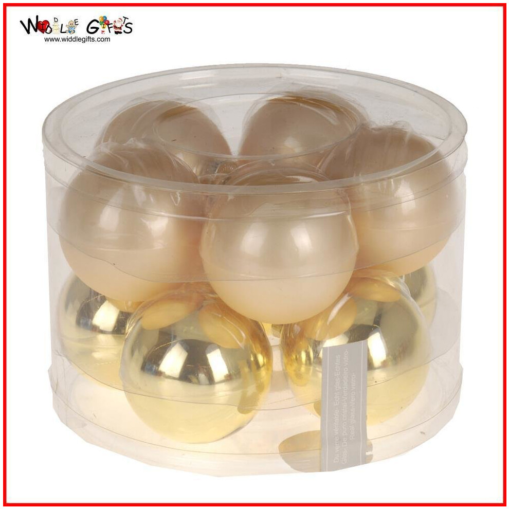10 Pack Tub Glass Christmas Tree Decorations Baubles Gold