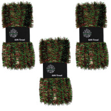 Christmas Tree 3 Packs 50ft x 3cm (150ft) Tinsel GREAT VALUE - Red and Green