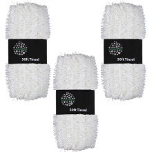 White Christmas Tinsel - 3 Pack, 150ft Total (50ft x 3cm per Pack) Tree Decoration