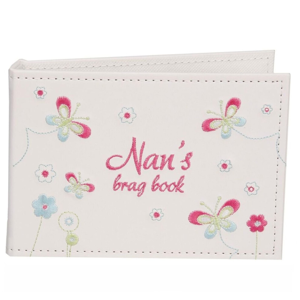 Nans Brag Book 24 6x4 White Photo Album with Embroidery Detail