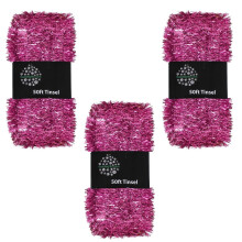 Christmas Tree 3 Packs 50ft x 3cm (150ft) Tinsel GREAT VALUE - Pink