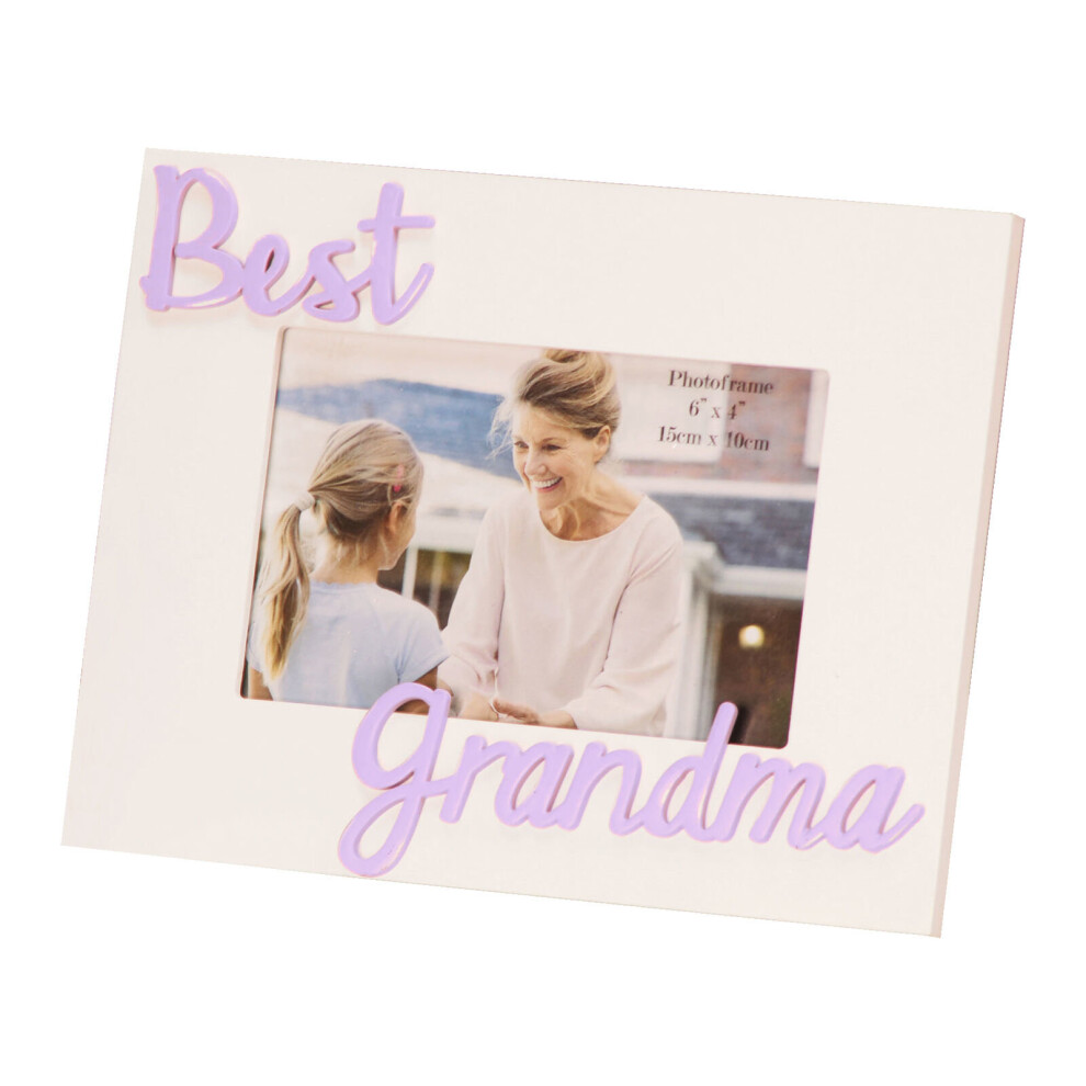 Celebrations White Photo Frame with Lilac 3D Letters 6' x 4' - Best Grandma