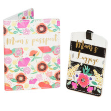 Passport Cover and Luggage Tag Set - 'Floral' Mum's Luggage 70081