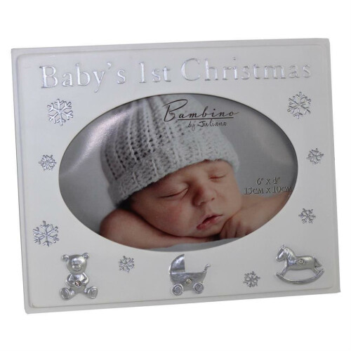 Bambino Baby's 1st Christmas Photo Frame - White Silver