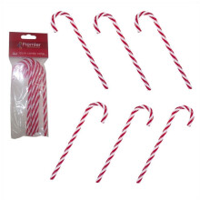 6-Pack Twisted Candy Canes - Red & White, 13cm Plastic Christmas Tree Ornaments