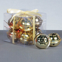 Christmas Decoration 8 Pack Snowflake 40mm Jingle Bell Baubles - GOLD