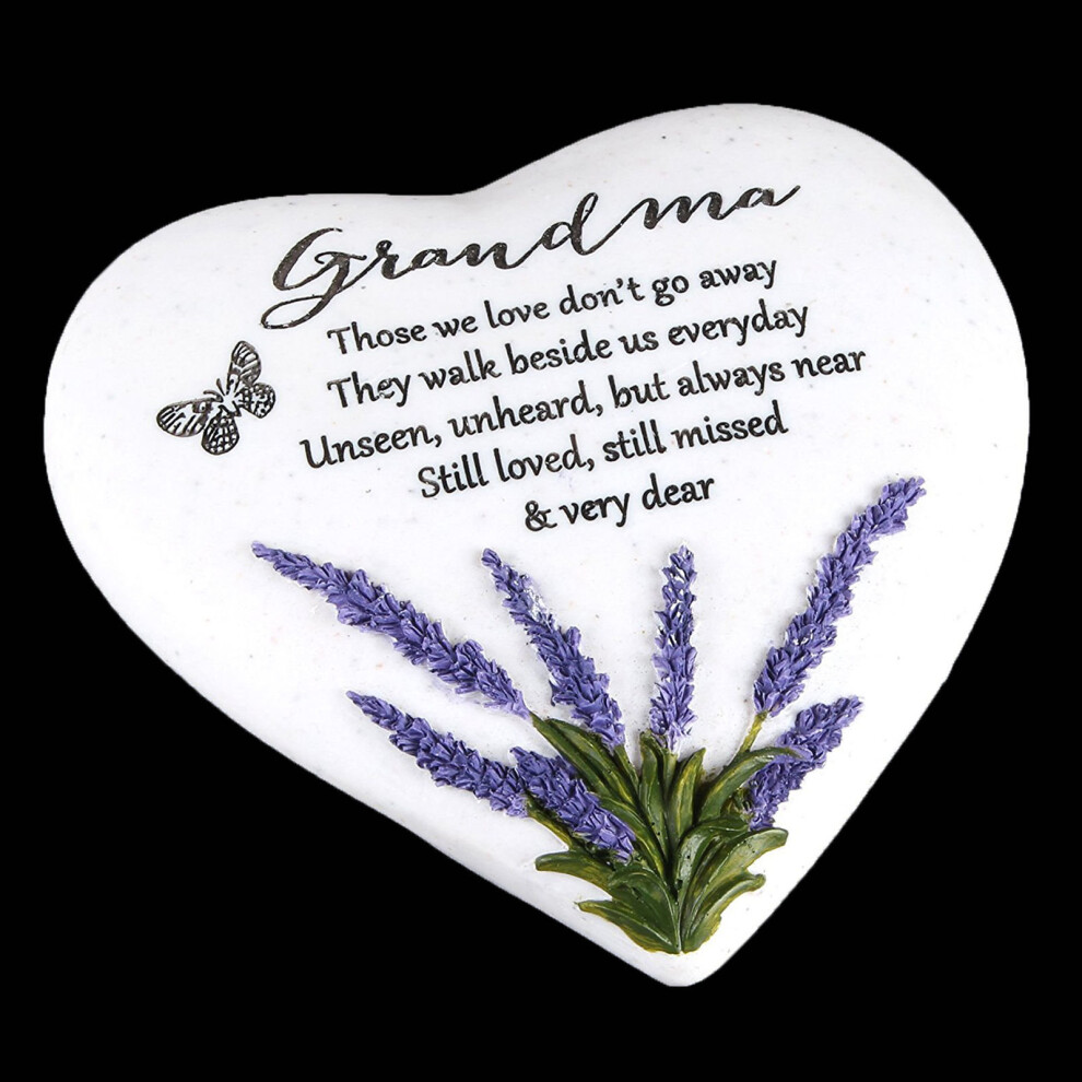 "Thoughts of You" Lavender Stone Heart Memorial Plaque - Grandma