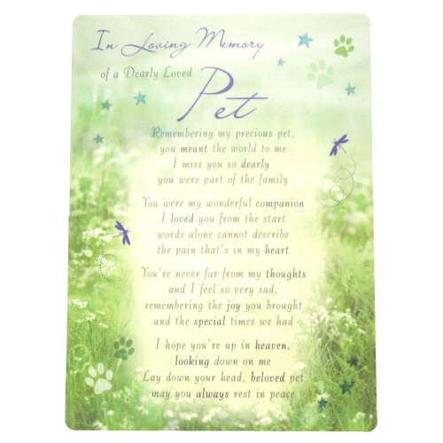 In Loving Memory Open Graveside Memorial Card - Dearly Loved Pet
