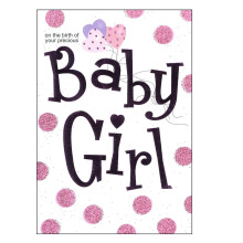 Greeting Card with Envelope - Lets Party Range - LP5014 Baby Girl Pink