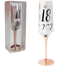 Luxe Birthday Champagne Flute with Pink Stem by Hotchpotch - 18th