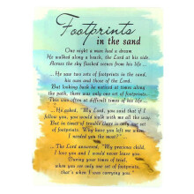 In Loving Memory Open Graveside Memorial Card - Footprints in the Sand
