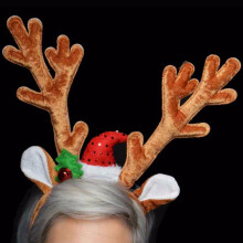 Christmas Deluxe Velvet Reindeer Antlers on Headband with Jingle Bell