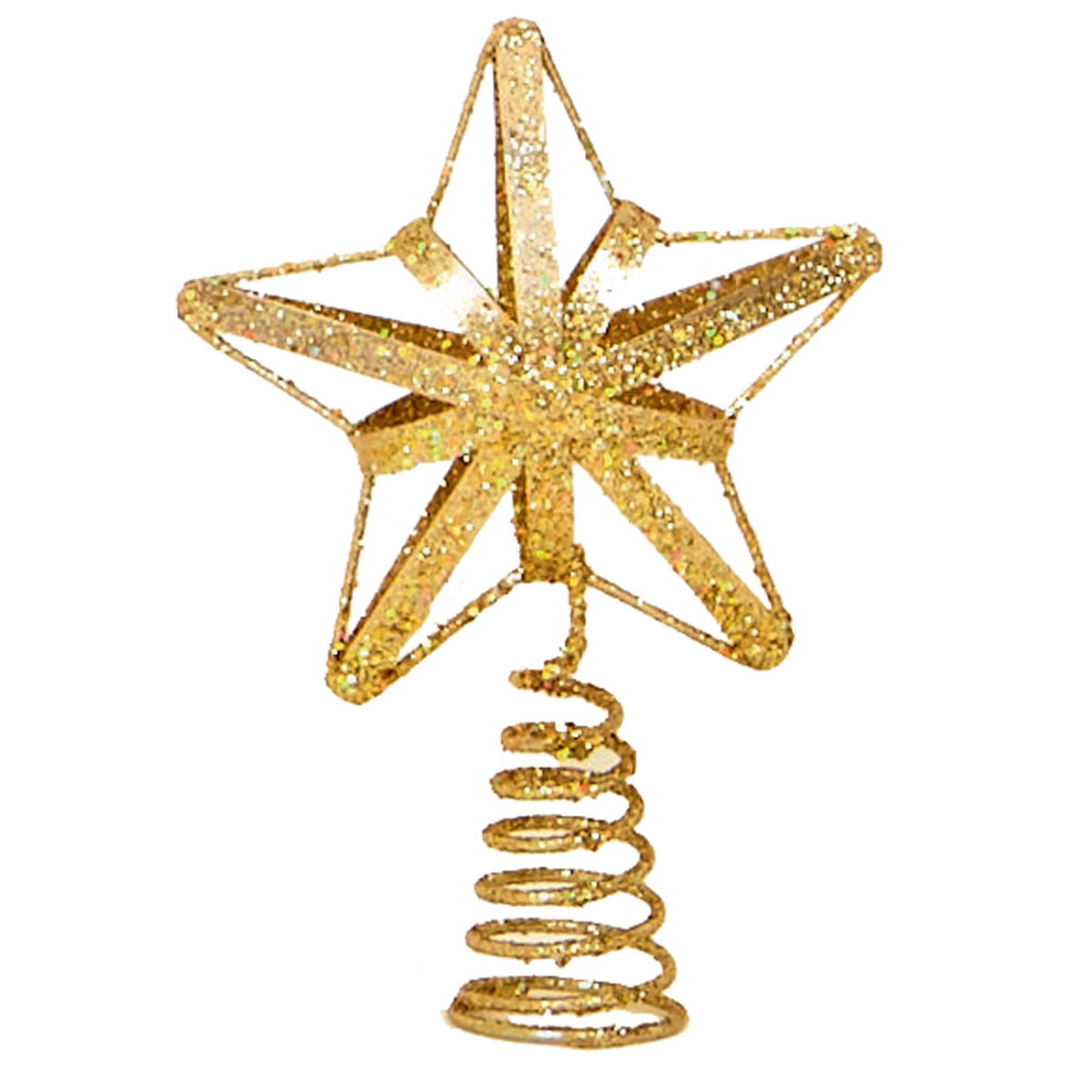 Christmas Decoration Tree Topper 13cm Glitter Star - Gold