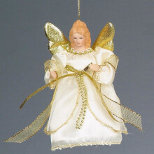 Christmas 6" Tree Top / Hanging Angel Decoration - Ivory / Gold