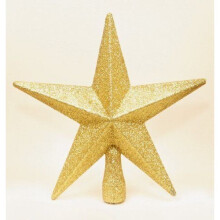 Christmas Decoration Tree Top 200mm Shatterproof Glitter Star - Gold