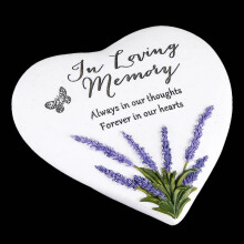 "Thoughts of You" Lavender Stone Heart Memorial Plaque - In Loving Memory
