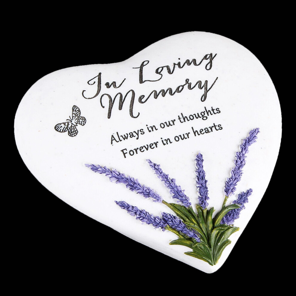 Thoughts of You" Lavender Stone Heart Memorial Plaque - In Loving Memory