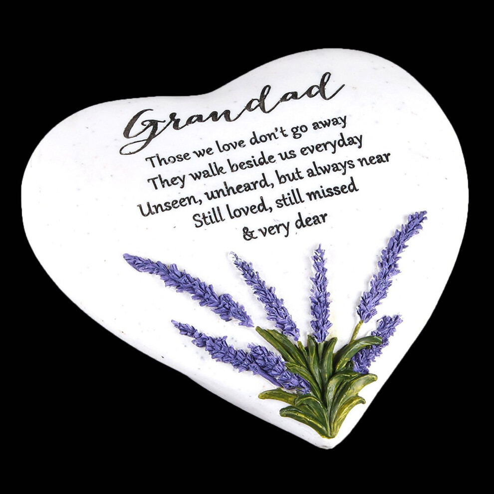 Widdop And Co. "Thoughts Of You" Stone Heart Memorial Plaque - Grandad Lavender